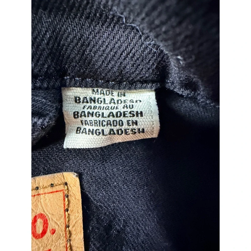 Levis Trucker Jacket Mens LT Large Tall Black Denim Faded Workwear Bangladesh